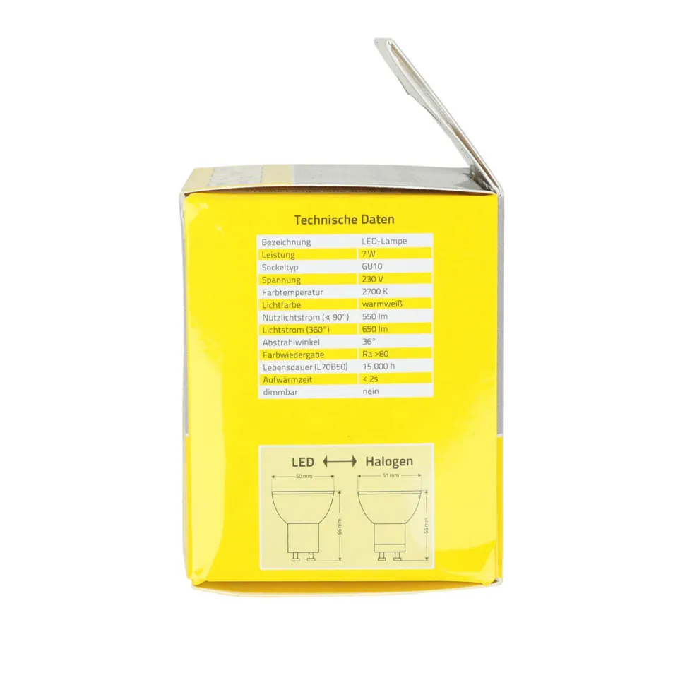 LED Leuchtmittel GU10 7 Watt 2700 K 550 lm Strahler - LM050