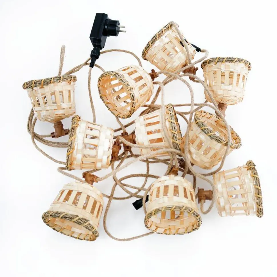 LED Lichterkette außen Bambus Lampenschirme 2700 K IP44