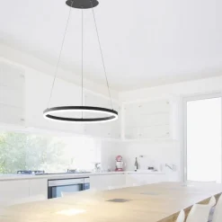 LED Pendelleuchte Anthrazit warmweiß 3000 K Ø40 cm Ring