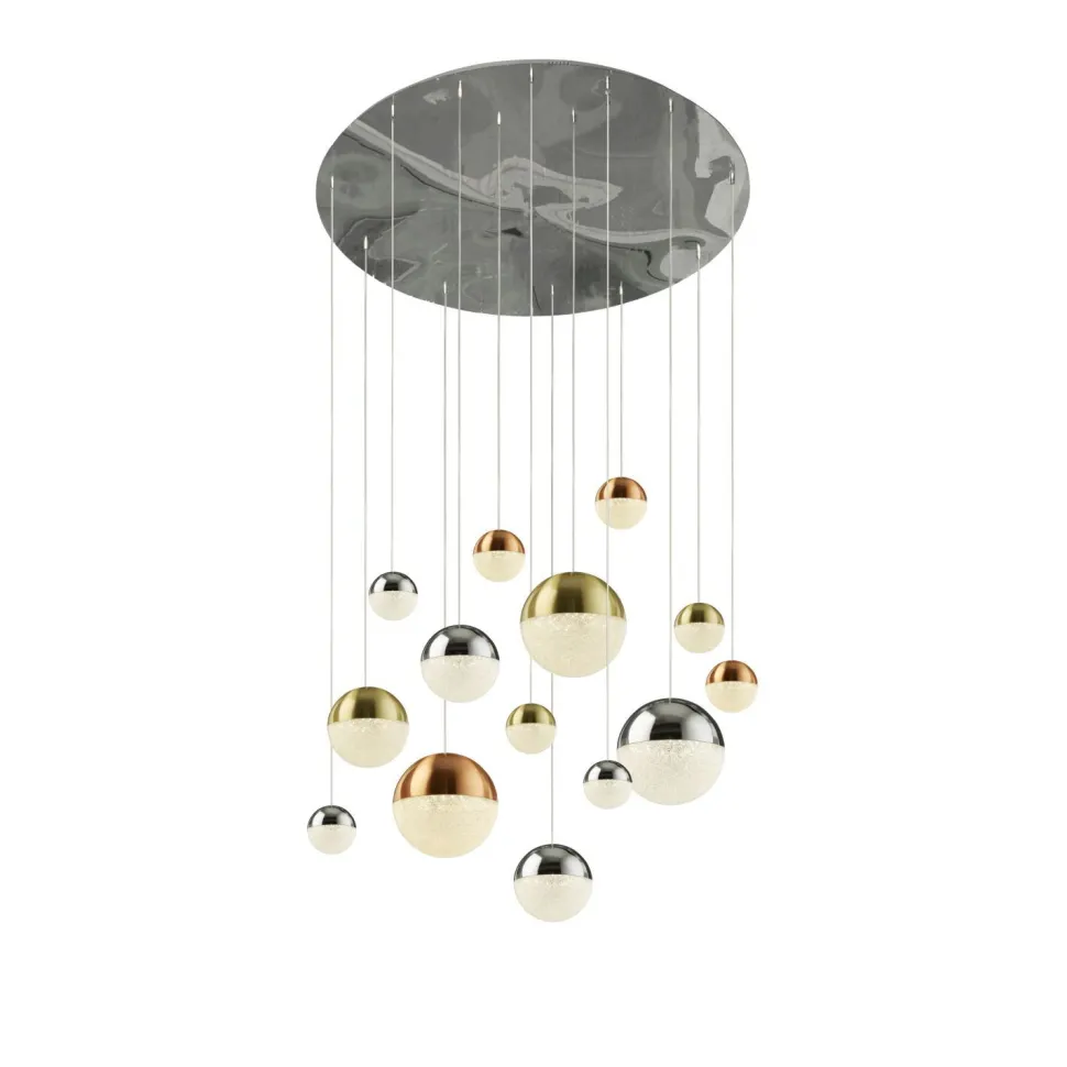 LED Pendelleuchte D: 70 cm in Chrom Kupfer Messing