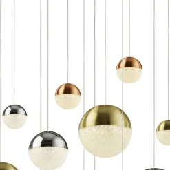 LED Pendelleuchte D: 70 cm in Chrom Kupfer Messing