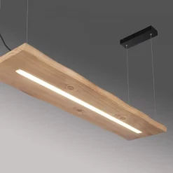 LED Pendelleuchte Holz Fernbedienung L:120 cm dimmbar