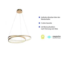 LED Pendelleuchte in Blattgold L:72 cm 3000 K dimmbar