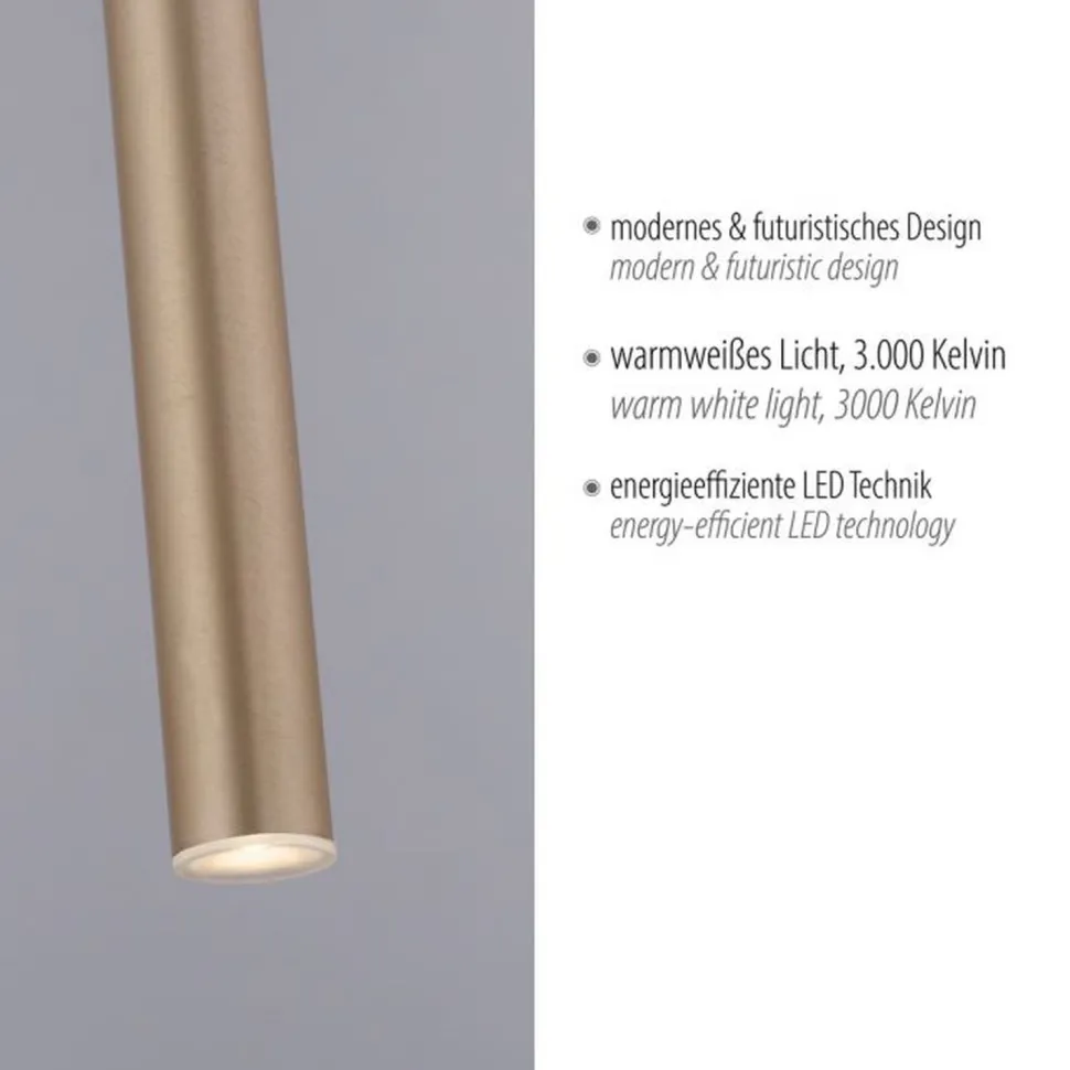 LED Pendelleuchte in Messing Metall Ø2,5 cm 4 W dimmbar