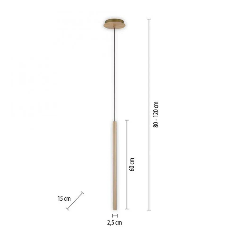 LED Pendelleuchte in Messing Metall Ø2,5 cm 4 W dimmbar