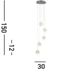 LED Pendelleuchte Metall 5-flammig 21 W L:30 cm Chrom