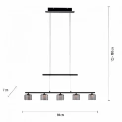 LED Pendelleuchte Rauchglas blendarm 80 cm lang 20 W