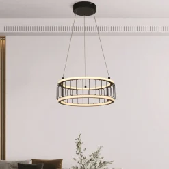 LED Pendelleuchte Ring Ø 38 cm Schwarz Weiß 3000 K 1976 lm