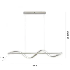 LED Pendelleuchte Silber Fernbedienung 121 cm dimmbar