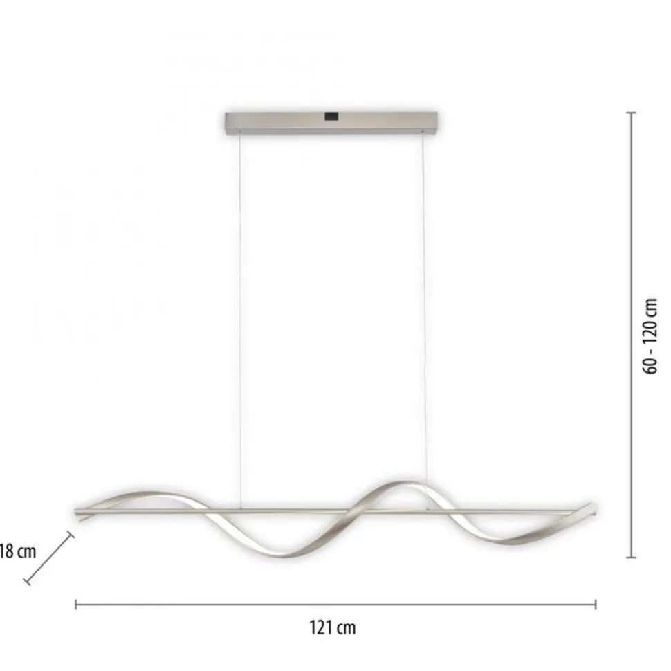 LED Pendelleuchte Silber Fernbedienung 121 cm dimmbar