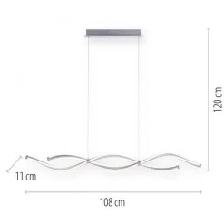 LED Pendelleuchte Wellen in Stahl dimmbar 35 W 108 cm