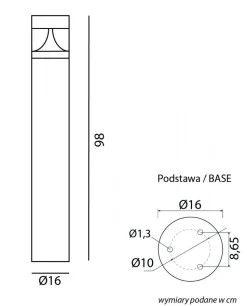 LED Pollerleuchte Aluminium in Dunkelgrau IP65 98 cm