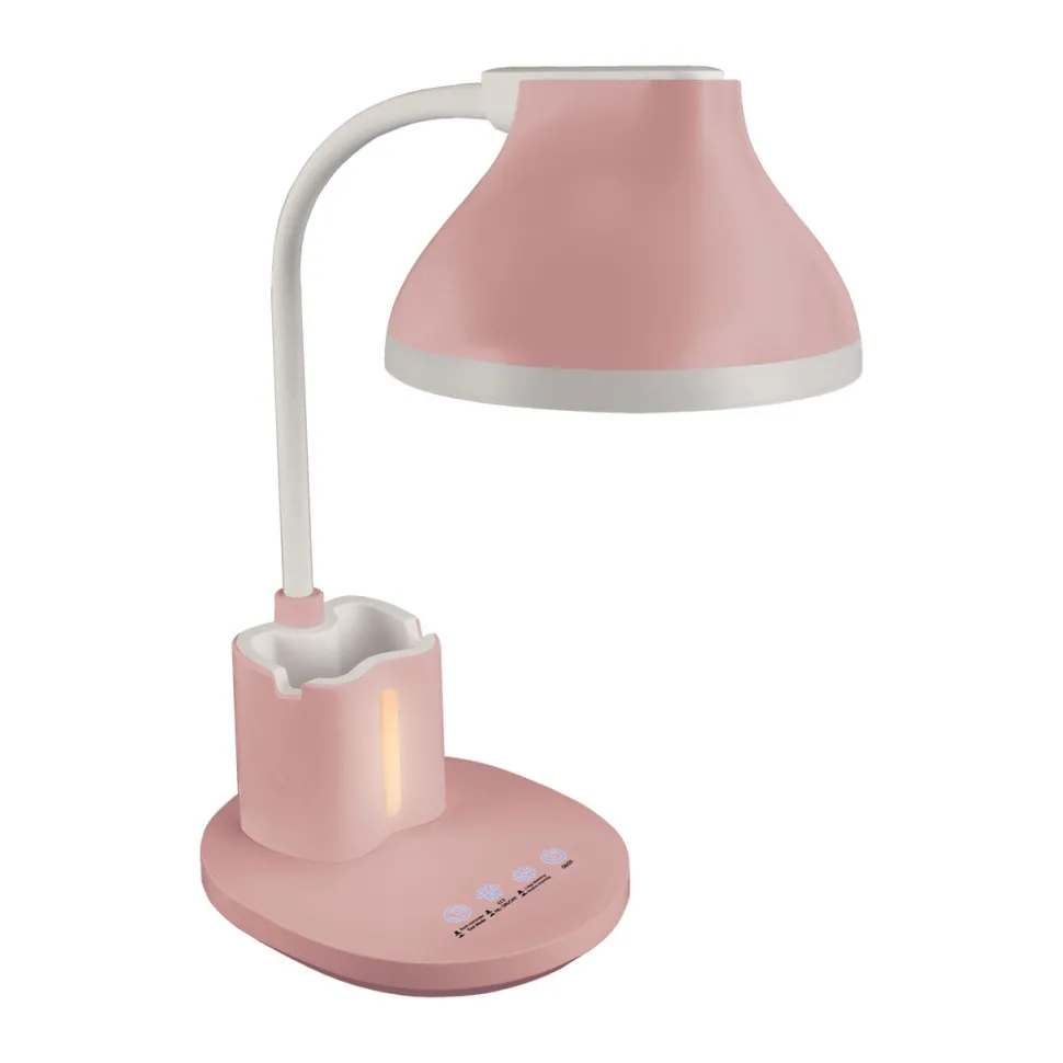 LED Schreibtischlampe mit Stiftehalter Touch Dimmer 40 cm Rosa