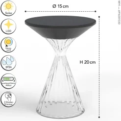 LED Solar Tischlampe IP54 20 cm 390 lm USB-C Schwarz