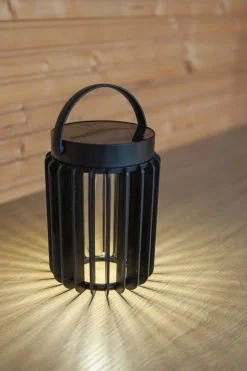 LED Solar Tischlampe Schwarz klein 18,6 cm IP44 tragbar