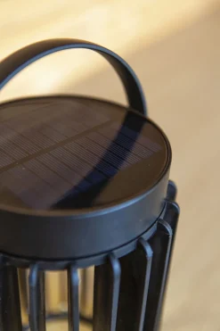 LED Solar Tischlampe Schwarz klein 18,6 cm IP44 tragbar