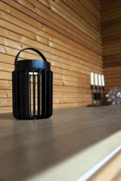 LED Solar Tischlampe Schwarz klein 18,6 cm IP44 tragbar