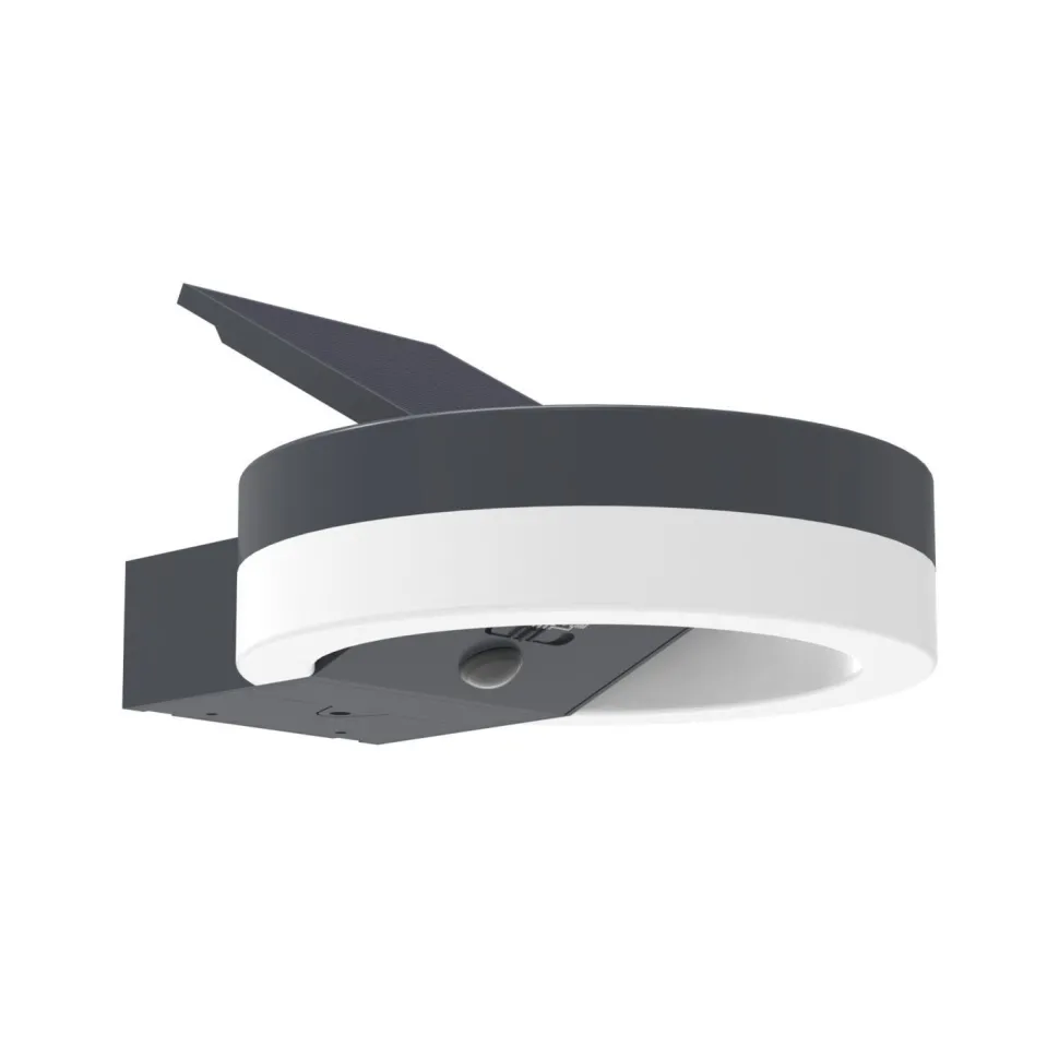 LED Solar Wandlampe Sensor Anthrazit IP54 12 W 4000 K