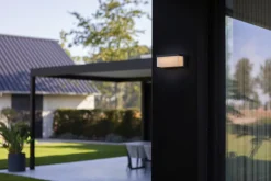 LED Solar Wandleuchte außen Hybrid Netzbetrieb IP44 9 W