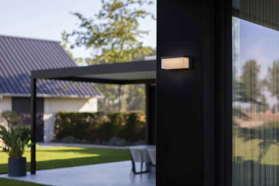 LED Solar Wandleuchte außen Hybrid Netzbetrieb IP44 9 W