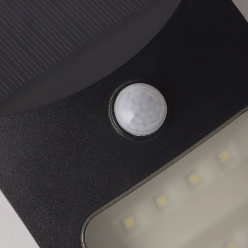 LED Solarlampe mit Bewegungsmelder Metall IP44 Schwarz