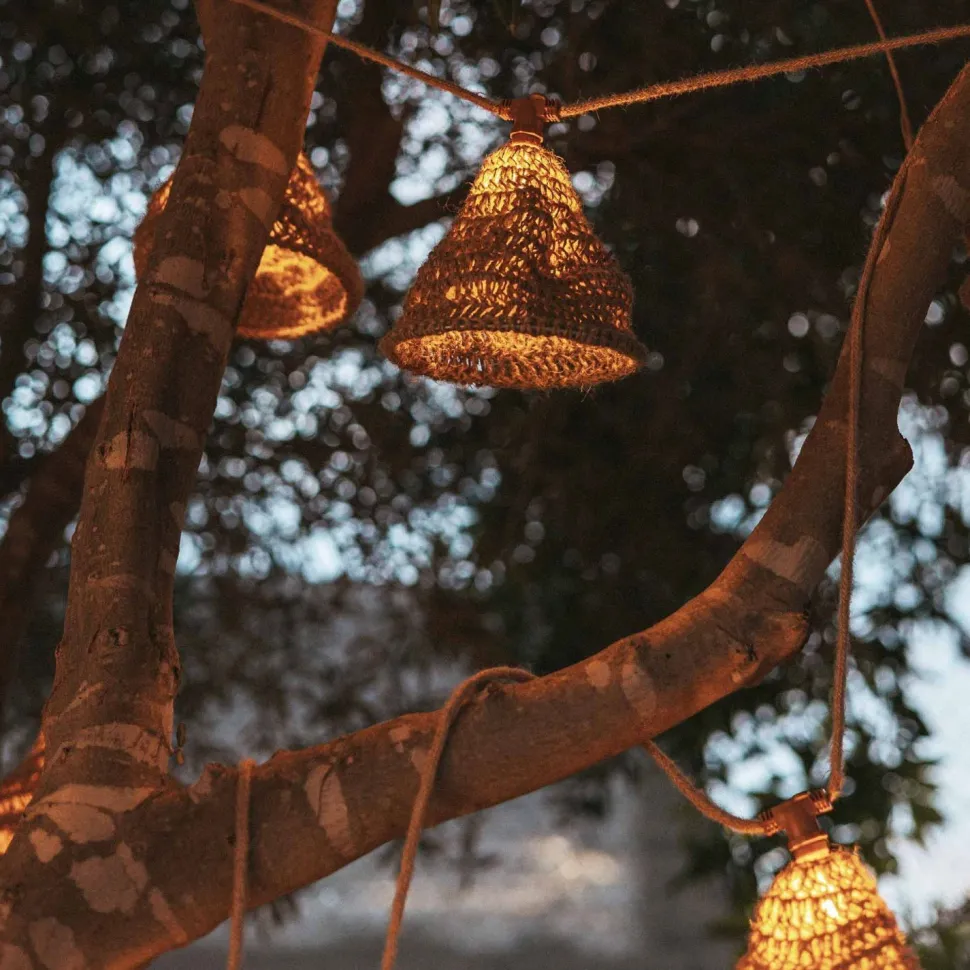 LED Solarlichterkette Garten 5m lang Outdoor Jute IP44