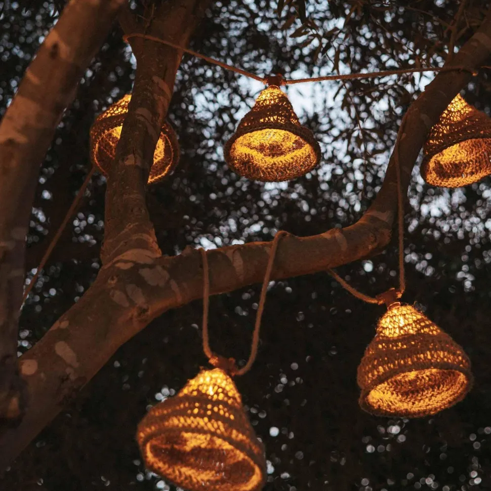 LED Solarlichterkette Garten 5m lang Outdoor Jute IP44