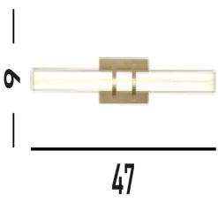 LED Spiegelleuchte in Messing 3000 K IP44 B:46,5 cm