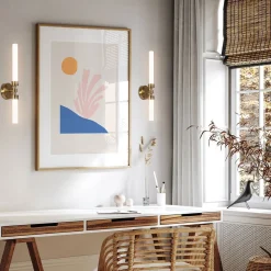 LED Spiegelleuchte Metall Glas H: 56,6 cm in Messing