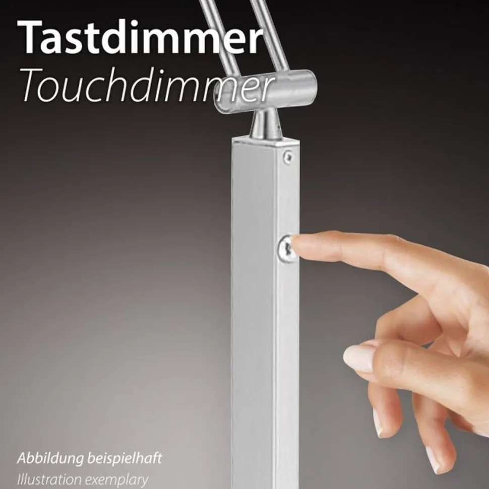 LED Stehlampe dimmbar Leselicht in Stahl Glas 199 cm