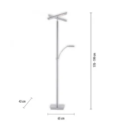 LED Stehlampe dimmbar Leselicht in Stahl Glas 199 cm