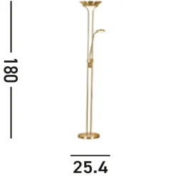 LED Stehlampe mit Dimmer Metall Glas 180 cm in Messing