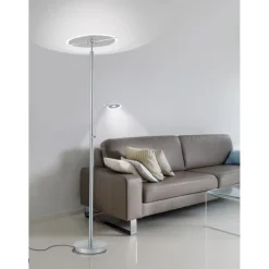 LED Stehlampe mit Lesearm in Stahl Glas 200 cm 5770 lm