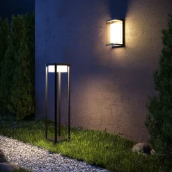 LED Stehleuchte außen Aluminium Glas IP65 80 cm hoch