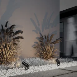 LED Stehleuchte außen mit Erdspieß Glas Aluminium IP65