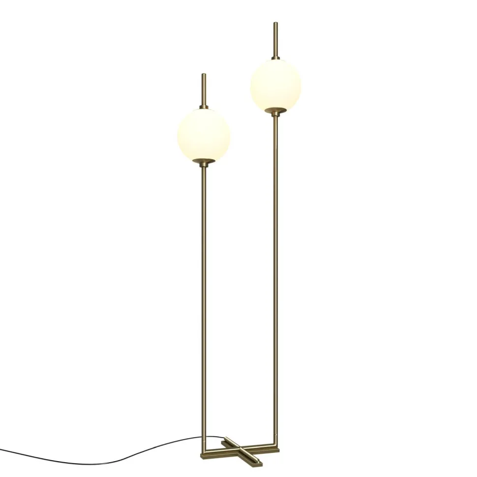 LED Stehleuchte Metall Glas 150 cm hoch in Messing Weiß