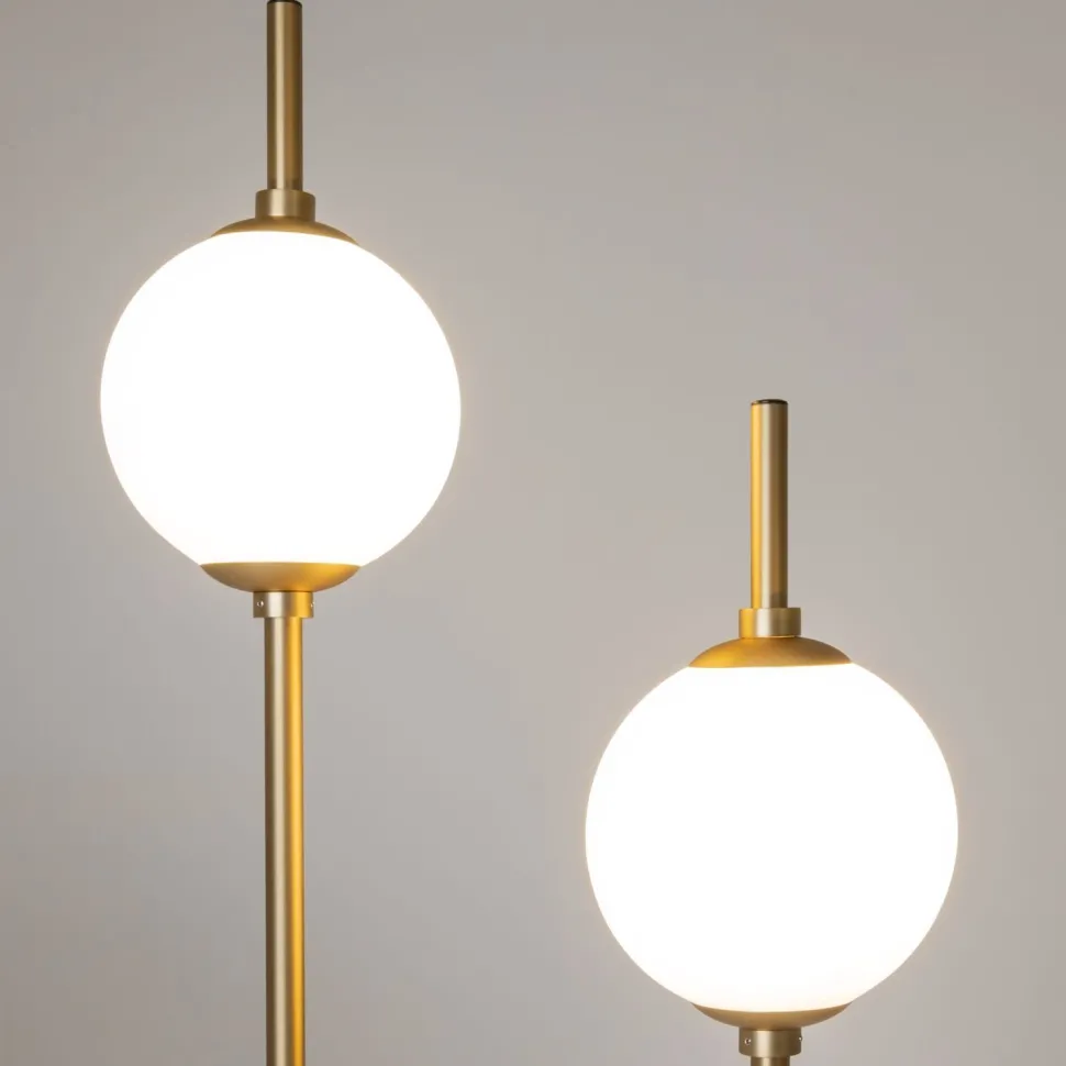 LED Stehleuchte Metall Glas 150 cm hoch in Messing Weiß