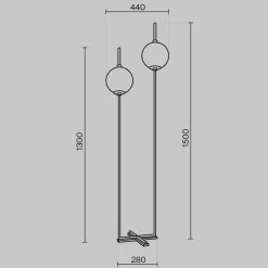 LED Stehleuchte Metall Glas 150 cm hoch in Messing Weiß