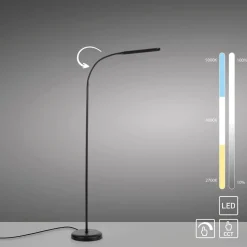 LED Stehleuchte Metall Schwarz Touch 125 cm verstellbar