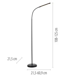 LED Stehleuchte Metall Schwarz Touch 125 cm verstellbar