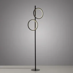 LED Stehleuchte Schwarz Metall Ringe 151 cm 1290 lm