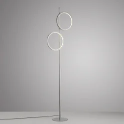 LED Stehleuchte Silber Metall Ringe 151 cm 1290 lm 10 W