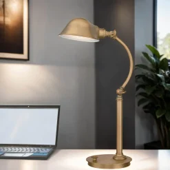 LED Tischlampe dimmbar 53cm verstellbar in Messing antik