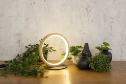 LED Tischlampe Holz 20,4 cm 3500 K 730 lm Natur Schwarz