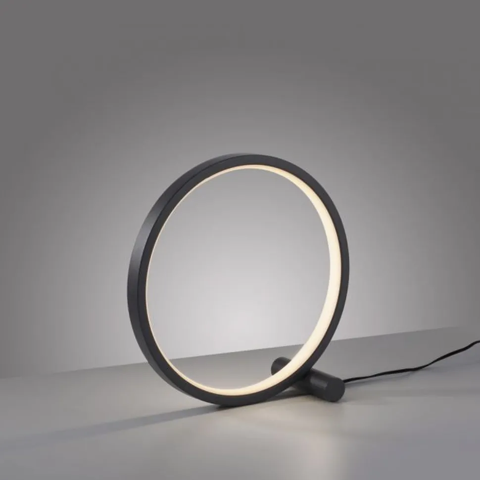 LED Tischlampe Schwarz Metall Ring H:25,5 cm 1290 lm