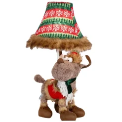 LED Tischlampe Weihnachten Rentier 51 cm Beige Rot Grün