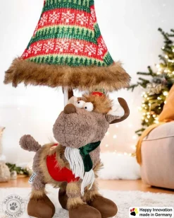 LED Tischlampe Weihnachten Rentier 51 cm Beige Rot Grün