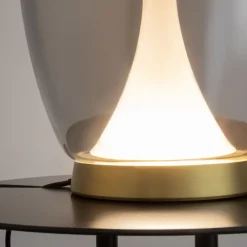 LED Tischleuchte Aluminium Rauchglas D: 20 cm 27,2 cm