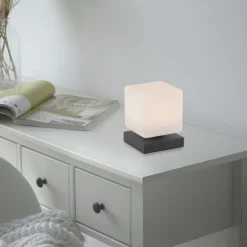 LED Tischleuchte Anthrazit Glas 16 cm 580 lm dimmbar