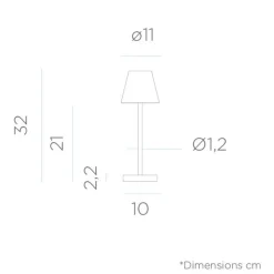 LED Tischleuchte außen kabellos 32 cm Touch Dimmer Grau Weiß